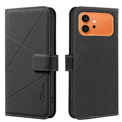 Geometric Pattern RFID Leather Phone Case, For Honor 600 Global, For Honor 600 Lite Global, For Honor X6d 5G, For Honor X8d 4G