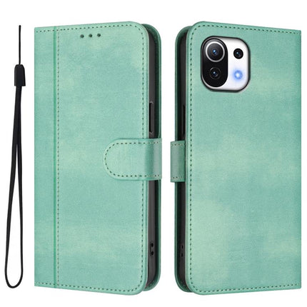 Line Splicing Buckle Retro Leather Phone Case, For Xiaomi Mi 11 Lite / Mi 11 Lite 5G, For Xiaomi Mi 11 Ultra, For Xiaomi Mi 11 Pro