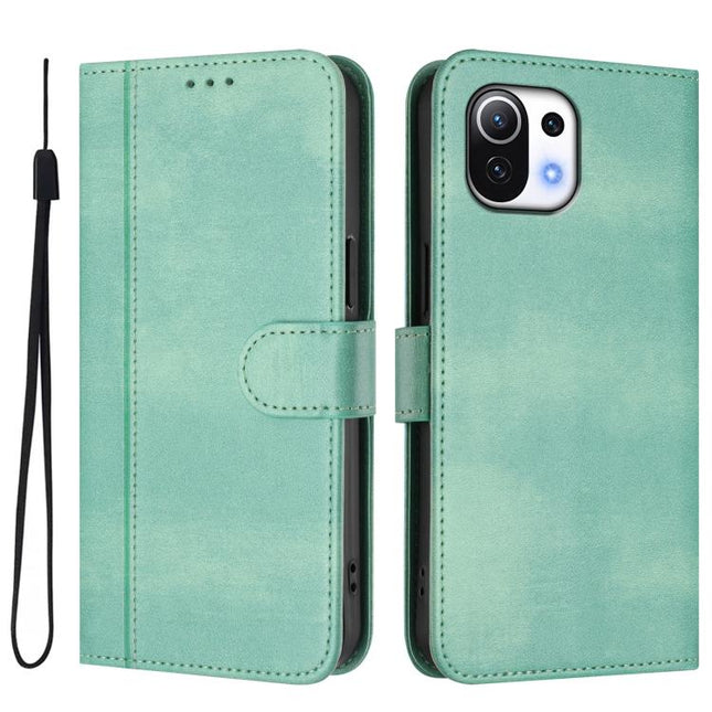 Line Splicing Buckle Retro Leather Phone Case, For Xiaomi Mi 11 Lite / Mi 11 Lite 5G, For Xiaomi Mi 11 Ultra, For Xiaomi Mi 11 Pro