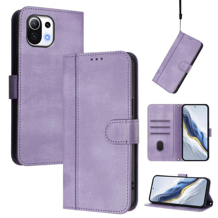Line Splicing Buckle Retro Leather Phone Case, For Xiaomi Mi 11 Lite / Mi 11 Lite 5G, For Xiaomi Mi 11 Ultra, For Xiaomi Mi 11 Pro