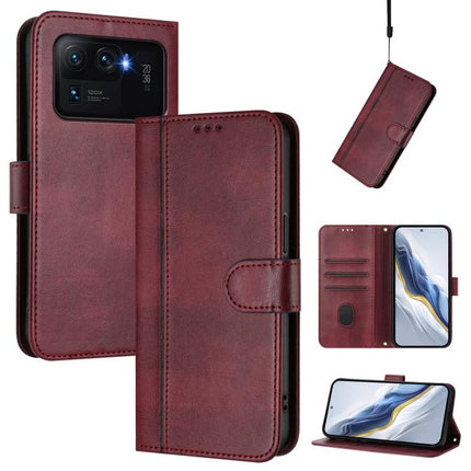 Line Splicing Buckle Retro Leather Phone Case, For Xiaomi Mi 11 Lite / Mi 11 Lite 5G, For Xiaomi Mi 11 Ultra, For Xiaomi Mi 11 Pro