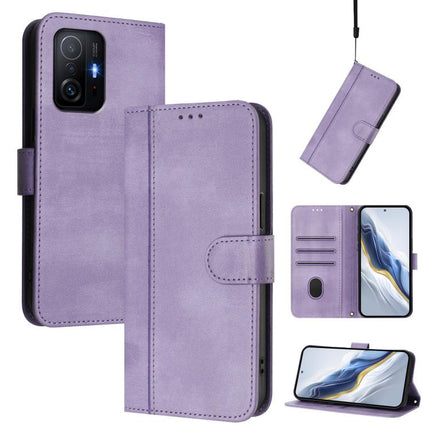Line Splicing Buckle Retro Leather Phone Case, For Xiaomi Poco X4 Pro 5G, For Xiaomi 11T / 11T Pro, For Xiaomi Poco X3 GT