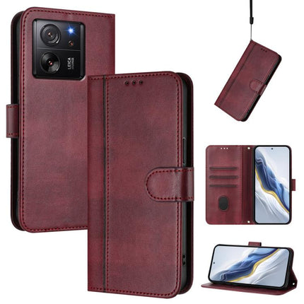 Line Splicing Buckle Retro Leather Phone Case, For Xiaomi 14 5G, For Xiaomi 13T Pro 5G / 13T 5G, For Xiaomi 13 Ultra