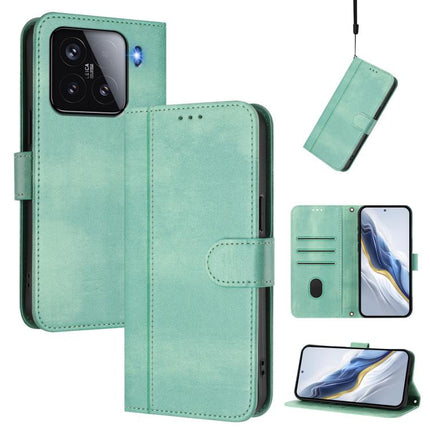 Line Splicing Buckle Retro Leather Phone Case, For Xiaomi 15, For Xiaomi 14T Pro 5G, For Xiaomi 14T 5G