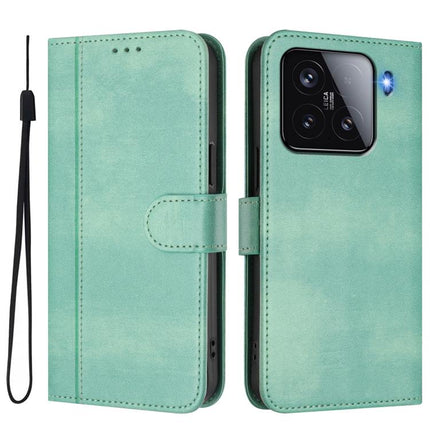 Line Splicing Buckle Retro Leather Phone Case, For Xiaomi 15, For Xiaomi 14T Pro 5G, For Xiaomi 14T 5G