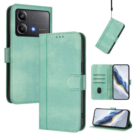 Line Splicing Buckle Retro Leather Phone Case, For Xiaomi Poco F6 5G, For Xiaomi Poco F6 Pro 5G, For Xiaomi Poco X6 Neo 5G