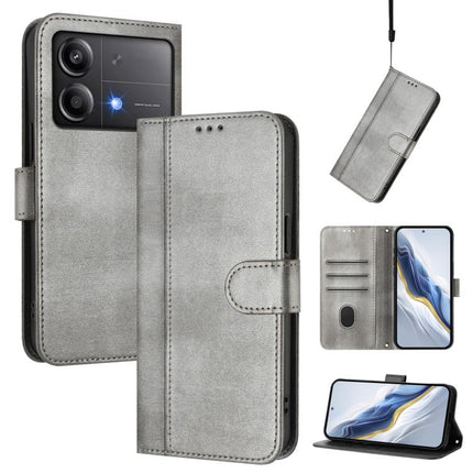 Line Splicing Buckle Retro Leather Phone Case, For Xiaomi Poco F6 5G, For Xiaomi Poco F6 Pro 5G, For Xiaomi Poco X6 Neo 5G