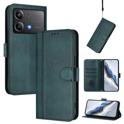 Line Splicing Buckle Retro Leather Phone Case, For Xiaomi Poco F6 5G, For Xiaomi Poco F6 Pro 5G, For Xiaomi Poco X6 Neo 5G