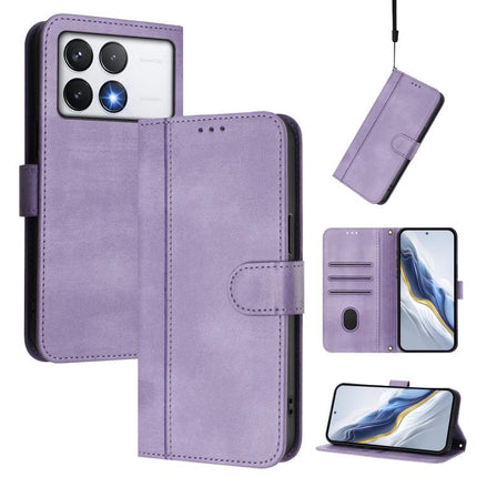 Line Splicing Buckle Retro Leather Phone Case, For Xiaomi Poco F6 5G, For Xiaomi Poco F6 Pro 5G, For Xiaomi Poco X6 Neo 5G