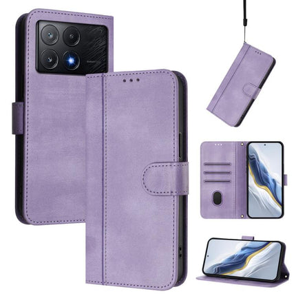 Line Splicing Buckle Retro Leather Phone Case, For Xiaomi Poco X6 Pro 5G, For Xiaomi 14 Ultra 5G, For Xiaomi 14 Pro 5G