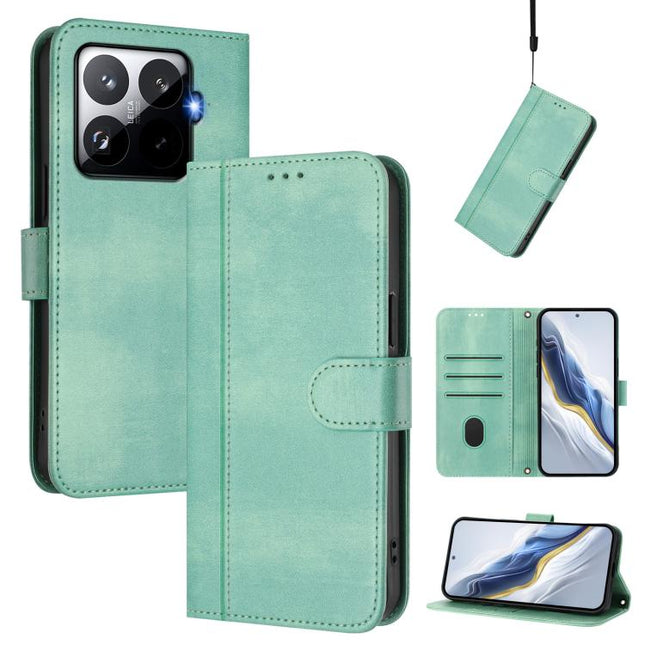 Line Splicing Buckle Retro Leather Phone Case, For Redmi 15 5G / 4G EU 171mm, For Xiaomi 15T Pro 5G, For Xiaomi 15T 5G