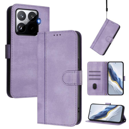 Line Splicing Buckle Retro Leather Phone Case, For Redmi 15 5G / 4G EU 171mm, For Xiaomi 15T Pro 5G, For Xiaomi 15T 5G