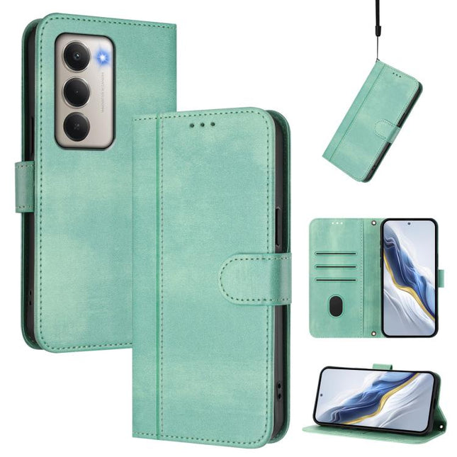 Line Splicing Buckle Retro Leather Phone Case, For Redmi 15 5G / 4G EU 171mm, For Xiaomi 15T Pro 5G, For Xiaomi 15T 5G