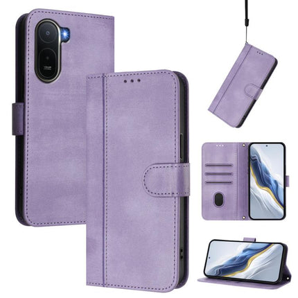 Line Splicing Buckle Retro Leather Phone Case, For Xiaomi 17T Pro 5G, For Redmi A7 Pro 171mm / Poco C85x 5G, For Redmi 15a 5G