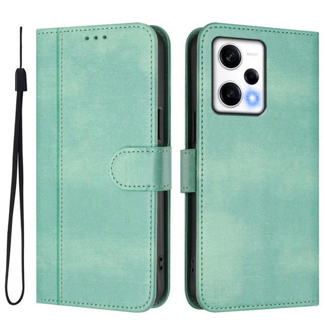 Line Splicing Buckle Retro Leather Phone Case, For Redmi Note 12 Pro Speed / Note 12 Pro 5G, For Redmi Note 12 5G India / Xiaomi Poco X5, For Redmi 10 5G / 10 Prime+ 5G India