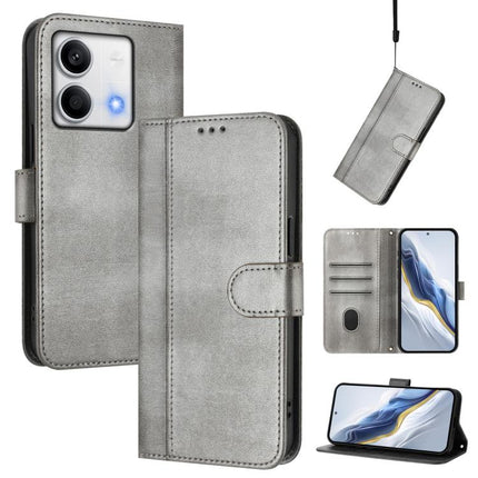 Line Splicing Buckle Retro Leather Phone Case, For Redmi Note 13 5G Global, For Redmi Note 13 Pro+ 5G Global, For Redmi 12 5G / 4G Global