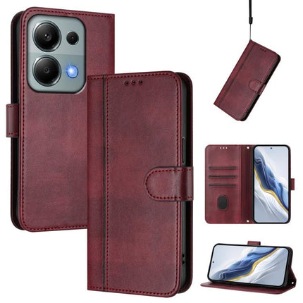 Line Splicing Buckle Retro Leather Phone Case, For Redmi 13 5G / 4G Global, For Redmi A3 4G / A3x 4G, For Redmi Note 13 Pro 4G Global