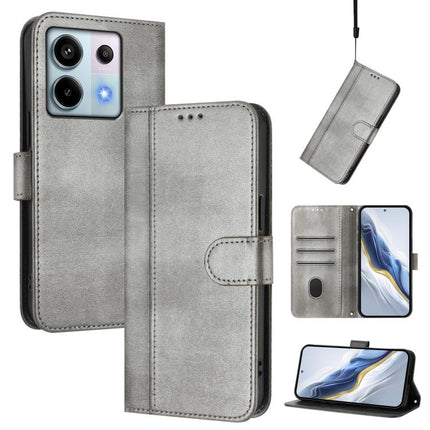 Line Splicing Buckle Retro Leather Phone Case, For Redmi 13C 5G / 4G Global, For Redmi Note 13 4G Global, For Redmi Note 13 Pro 5G Global