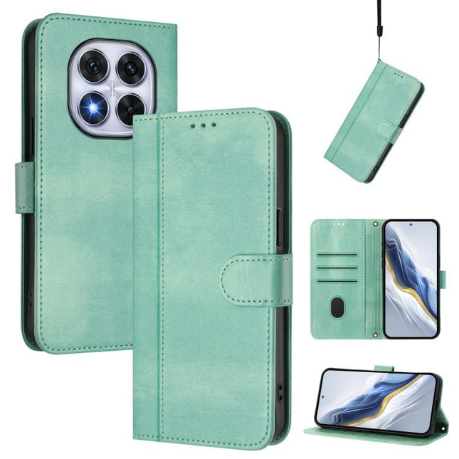 Line Splicing Buckle Retro Leather Phone Case, For Redmi Note 14 Pro 5G India / Note 14 Pro+, For Redmi Note 14 5G India, For Redmi 14C 4G / 14R 5G Global / A3 Pro