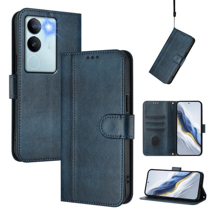 Line Splicing Buckle Retro Leather Phone Case, For vivo V29 5G Global / V29 Pro, For vivo Y17s 4G Global / Y17s 5G India, For vivo Y78+ 5G / Y78 Global / V29 Lite