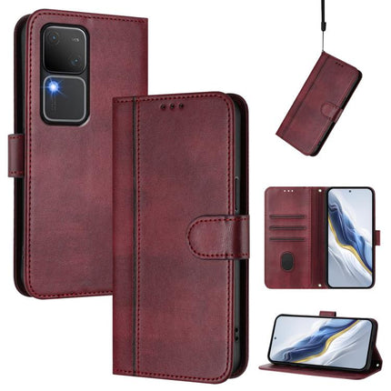 Line Splicing Buckle Retro Leather Phone Case, For vivo V30 5G / V30 Pro 5G Global, For vivo V29e 5G / V30 Lite 5G Global, For vivo Y36 5G / 4G / Y27s 4G Global