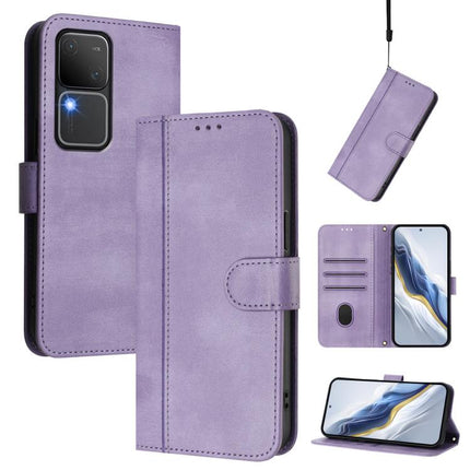 Line Splicing Buckle Retro Leather Phone Case, For vivo V30 5G / V30 Pro 5G Global, For vivo V29e 5G / V30 Lite 5G Global, For vivo Y36 5G / 4G / Y27s 4G Global