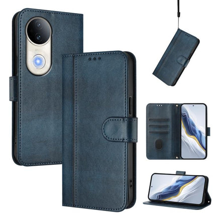 Line Splicing Buckle Retro Leather Phone Case, For vivo Y29 4G Global, For vivo V50 5G Global, For vivo S20 5G