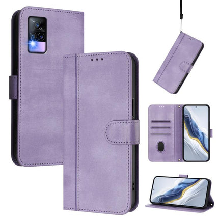Line Splicing Buckle Retro Leather Phone Case, For vivo Y76 5G, For vivo Y73 2021, For vivo Y52s 5G / iQOO U3 / Y31s 5G