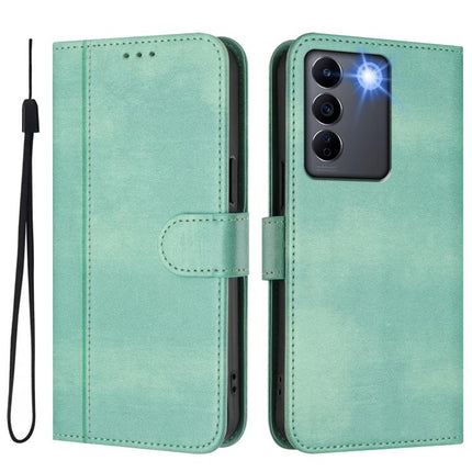 Line Splicing Buckle Retro Leather Phone Case, For vivo V27 5G / V27 Pro 5G Global, For vivo V27e 4G / T2 4G Global, For vivo Y72 5G / Y52 5G / iQOO Z3