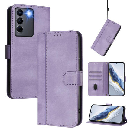 Line Splicing Buckle Retro Leather Phone Case, For vivo V27 5G / V27 Pro 5G Global, For vivo V27e 4G / T2 4G Global, For vivo Y72 5G / Y52 5G / iQOO Z3