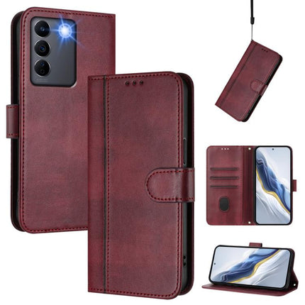 Line Splicing Buckle Retro Leather Phone Case, For vivo V27 5G / V27 Pro 5G Global, For vivo V27e 4G / T2 4G Global, For vivo Y72 5G / Y52 5G / iQOO Z3