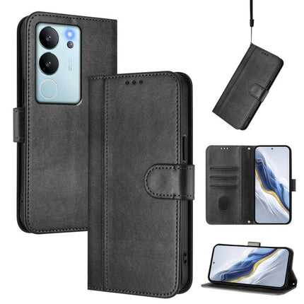 Line Splicing Buckle Retro Leather Phone Case, For vivo V30 5G / V30 Pro 5G Global, For vivo V29e 5G / V30 Lite 5G Global, For vivo Y36 5G / 4G / Y27s 4G Global