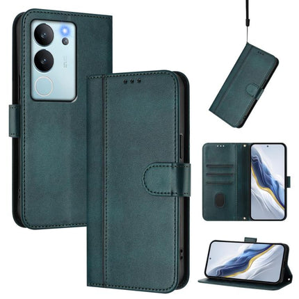 Line Splicing Buckle Retro Leather Phone Case, For vivo V30 5G / V30 Pro 5G Global, For vivo V29e 5G / V30 Lite 5G Global, For vivo Y36 5G / 4G / Y27s 4G Global