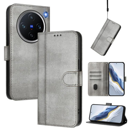 Line Splicing Buckle Retro Leather Phone Case, For vivo Y19s 4G Global, For vivo X200 Pro mini, For vivo Y100 5G IDN / T3 5G IDN