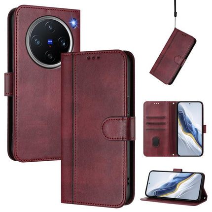 Line Splicing Buckle Retro Leather Phone Case, For vivo Y19s 4G Global, For vivo X200 Pro mini, For vivo Y100 5G IDN / T3 5G IDN