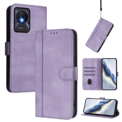 Line Splicing Buckle Retro Leather Phone Case, For vivo Y100 5G / Y100A 5G India, For vivo Y02A 4G / Y02 4G / Y11 2023, For vivo Y56 5G / Y16 4G / Y02s 4G Global