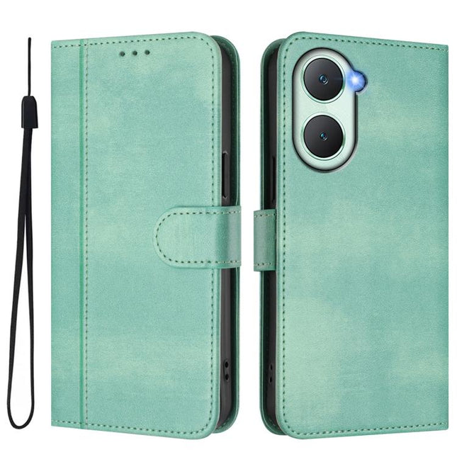 Line Splicing Buckle Retro Leather Phone Case, For vivo Y03 4G / Y18 4G Global, For vivo V30E 5G Global / V40 Lite 5G, For vivo S19