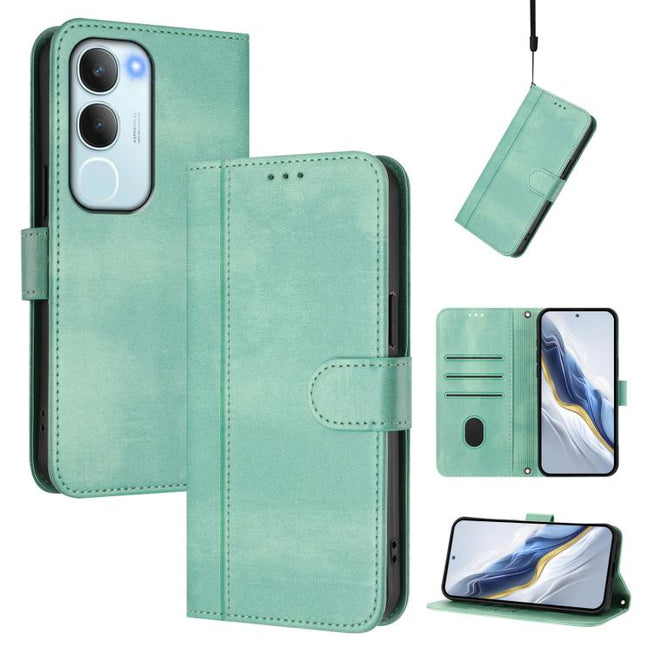 Line Splicing Buckle Retro Leather Phone Case, For vivo Y19s 4G Global, For vivo X200 Pro mini, For vivo Y100 5G IDN / T3 5G IDN