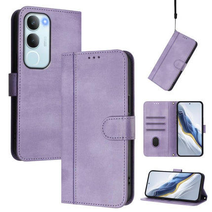 Line Splicing Buckle Retro Leather Phone Case, For vivo Y19s 4G Global, For vivo X200 Pro mini, For vivo Y100 5G IDN / T3 5G IDN