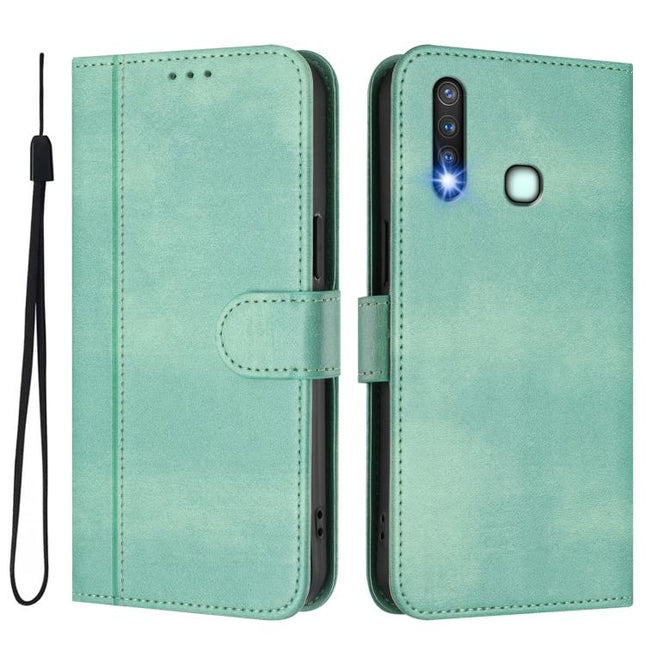 Line Splicing Buckle Retro Leather Phone Case, For vivo Y19 / U3 / Y5s / Z5i / U20, For vivo Y27 4G 2023 Global