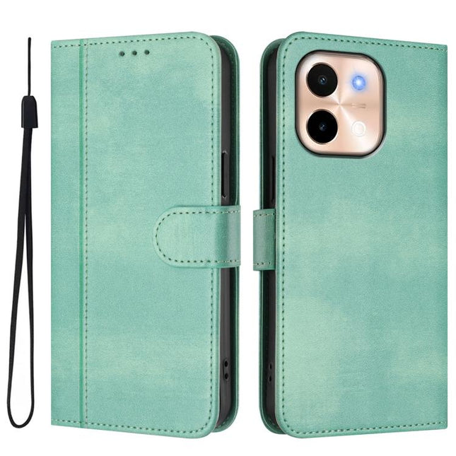 Line Splicing Buckle Retro Leather Phone Case, For vivo Y28 4G Global, For vivo X100s 5G, For vivo Y38 5G / T3x 5G Global