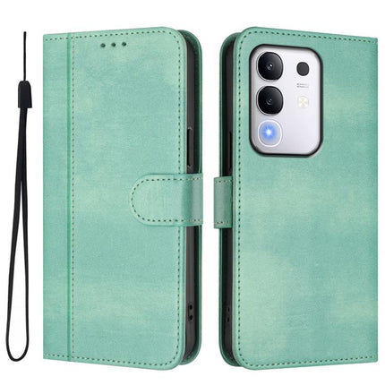 Line Splicing Buckle Retro Leather Phone Case, For vivo Y29 4G Global, For vivo V50 5G Global, For vivo S20 5G