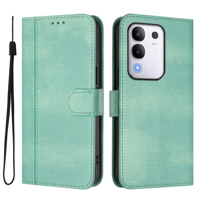Line Splicing Buckle Retro Leather Phone Case, For vivo Y29 4G Global, For vivo V50 5G Global, For vivo S20 5G