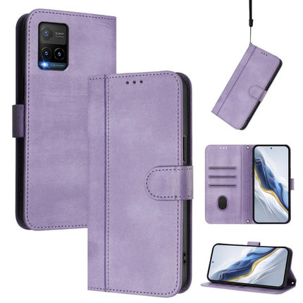 Line Splicing Buckle Retro Leather Phone Case, For vivo Y35 4G / Y22s 4G / Y22 4G Global, For vivo Y55s 5G 2023 / Y30 5G, For vivo Y33s 4G Global / Y21 2021