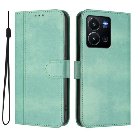 Line Splicing Buckle Retro Leather Phone Case, For vivo Y35 4G / Y22s 4G / Y22 4G Global, For vivo Y55s 5G 2023 / Y30 5G, For vivo Y33s 4G Global / Y21 2021