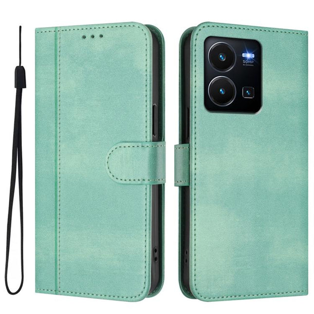 Line Splicing Buckle Retro Leather Phone Case, For vivo Y35 4G / Y22s 4G / Y22 4G Global, For vivo Y55s 5G 2023 / Y30 5G, For vivo Y33s 4G Global / Y21 2021