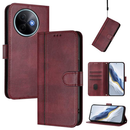 Line Splicing Buckle Retro Leather Phone Case, For vivo Y39 5G Global, For vivo V50 Lite 5G Global / V40 Lite 4G, For vivo Y04 4G Global / Y29s 5G