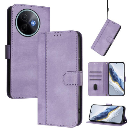 Line Splicing Buckle Retro Leather Phone Case, For vivo Y39 5G Global, For vivo V50 Lite 5G Global / V40 Lite 4G, For vivo Y04 4G Global / Y29s 5G