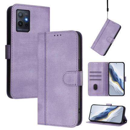 Line Splicing Buckle Retro Leather Phone Case, For vivo Y35 4G / Y22s 4G / Y22 4G Global, For vivo Y55s 5G 2023 / Y30 5G, For vivo Y33s 4G Global / Y21 2021
