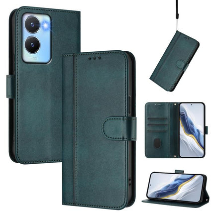 Line Splicing Buckle Retro Leather Phone Case, For vivo Y100 5G / Y100A 5G India, For vivo Y02A 4G / Y02 4G / Y11 2023, For vivo Y56 5G / Y16 4G / Y02s 4G Global